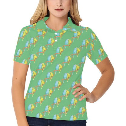 Budgerigar Pattern Print Design 01 Women's Polo Shirt