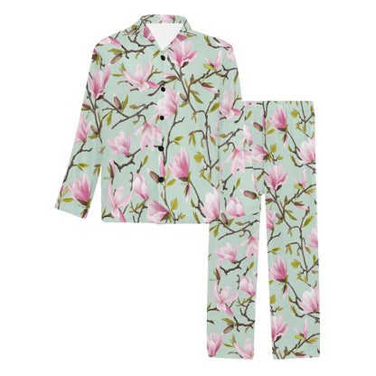 Magnolia Pattern Print Design MAG04 Men's Long Pajama Set
