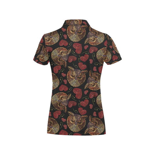 Owl Pattern Print Design A08 Women's Polo Shirt