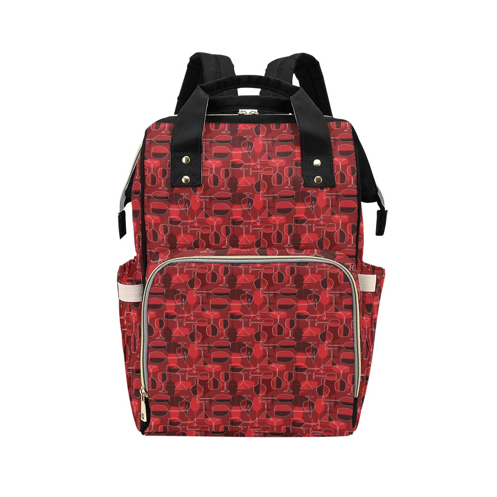 Wine Glass Print Design LKS301 Diaper Bag Backpack