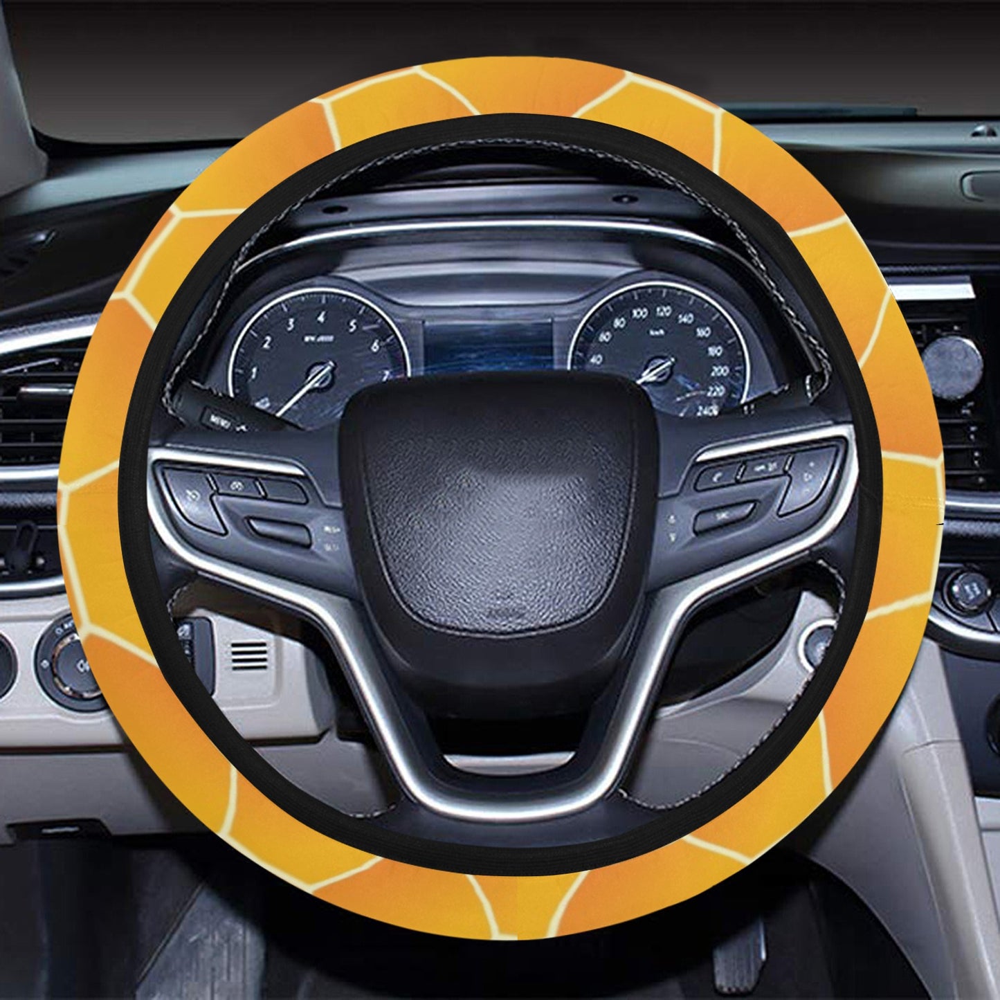 Honey Bee Honeycomb Print Design LKS3011 Steering Wheel Cover with Elastic Edge