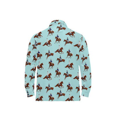 Equestrian Horse Riding Long Sleeve Polo Shirt For Men's