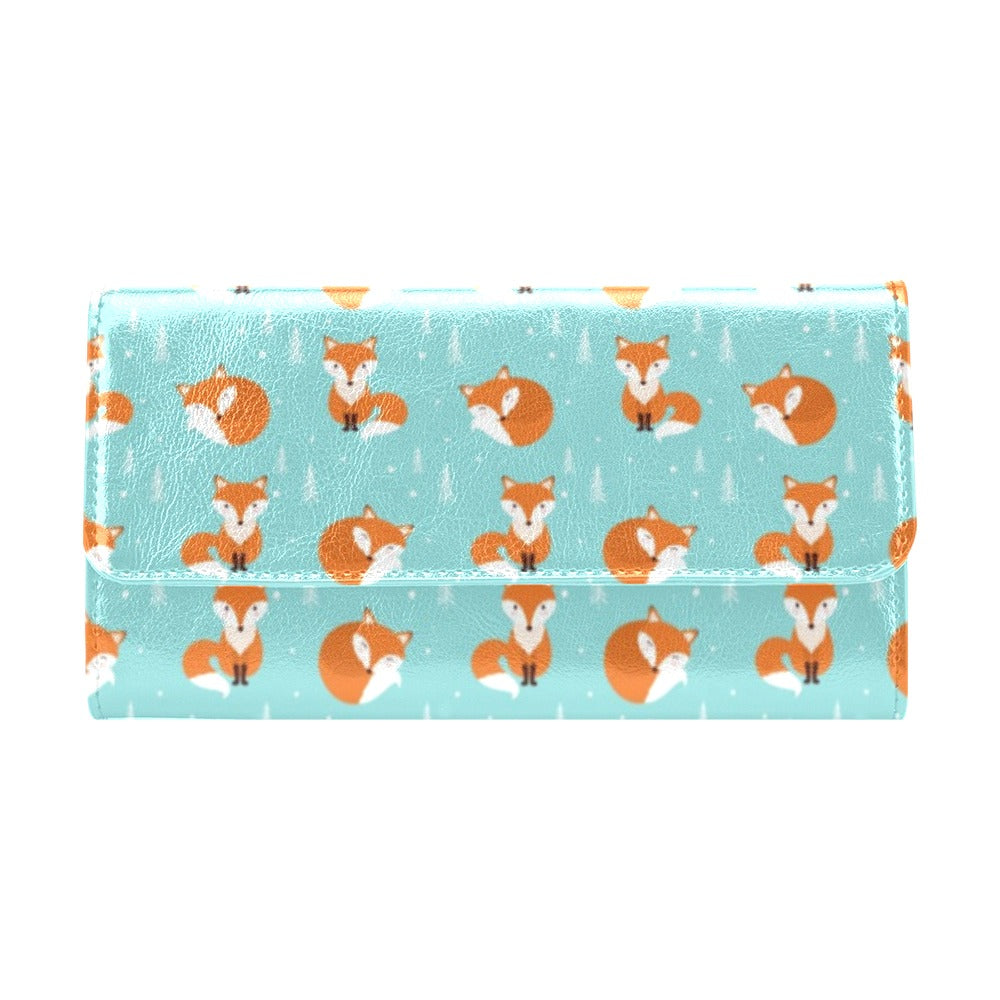 Fox Design Snow Print Pattern Women's Trifold Wallet