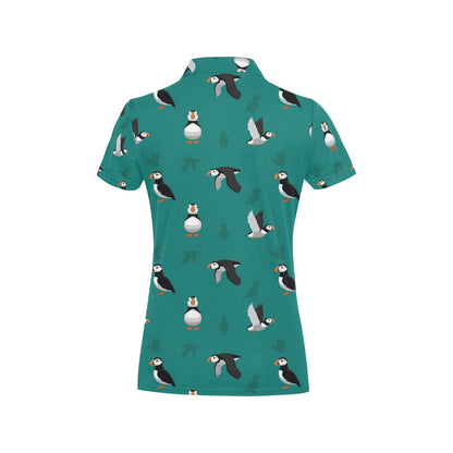 Puffin Pattern Print Design A02 Women's Polo Shirt