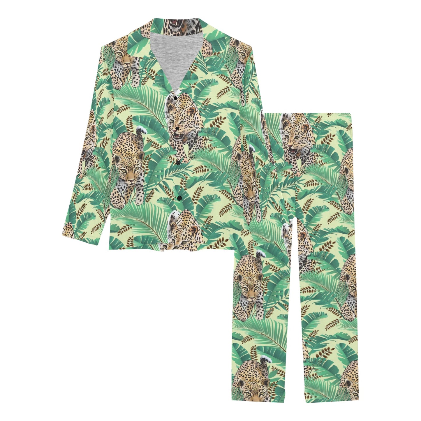 Leopard Pattern Print Design 03 Women's Long Pajama Set