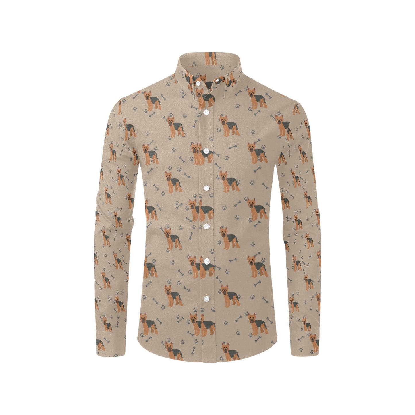 Yorkshire Terriers Print Design LKS305 Men's Long Sleeve Dress Shirt