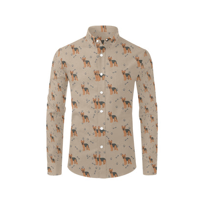 Yorkshire Terriers Print Design LKS305 Men's Long Sleeve Dress Shirt