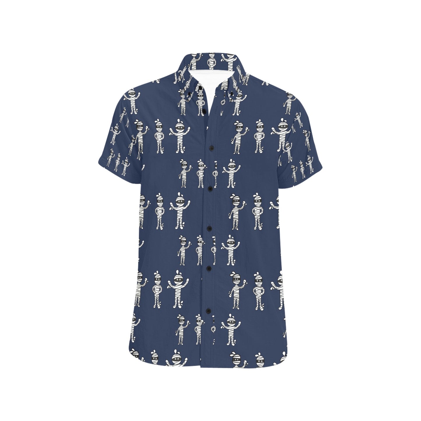Mummy Print Design LKS306 Men Short Sleeve Button Up Shirt