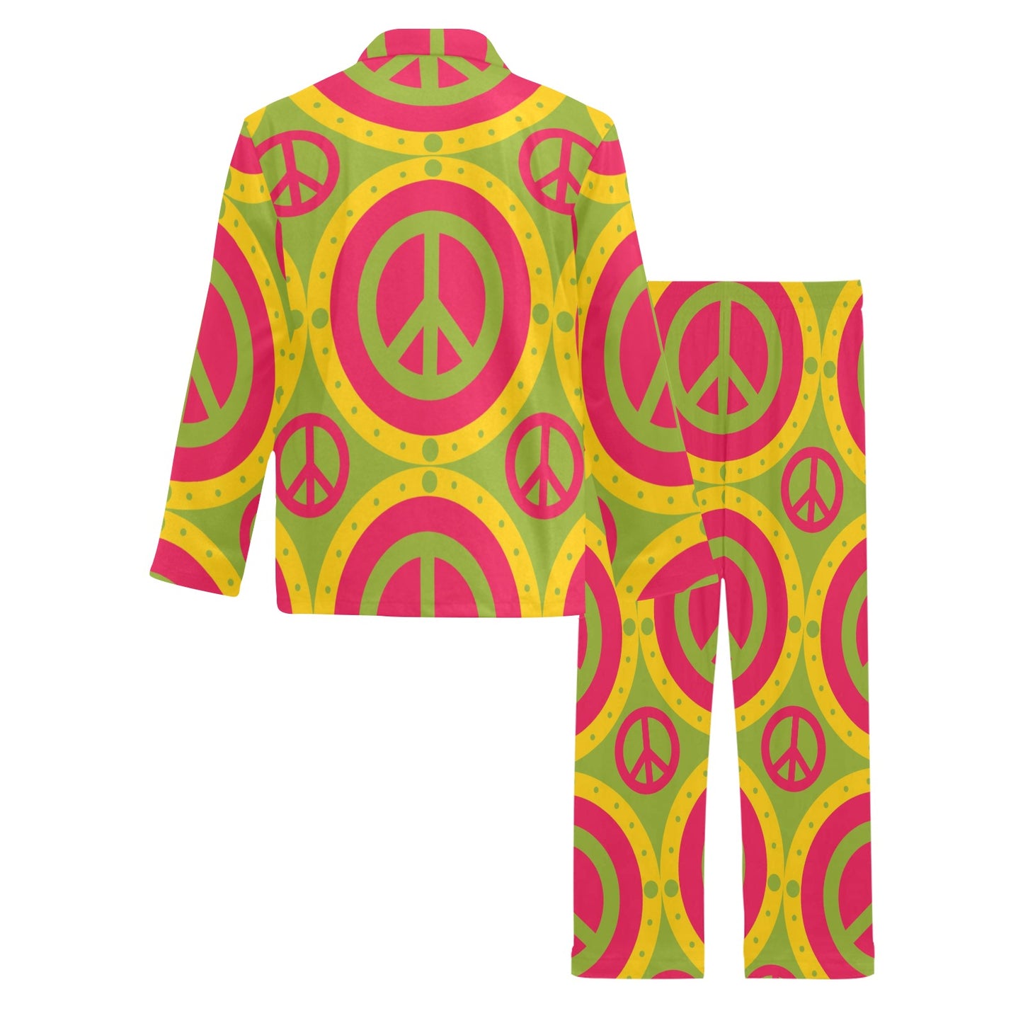 Peace Sign Pattern Print Design A01 Men's Long Pajama Set