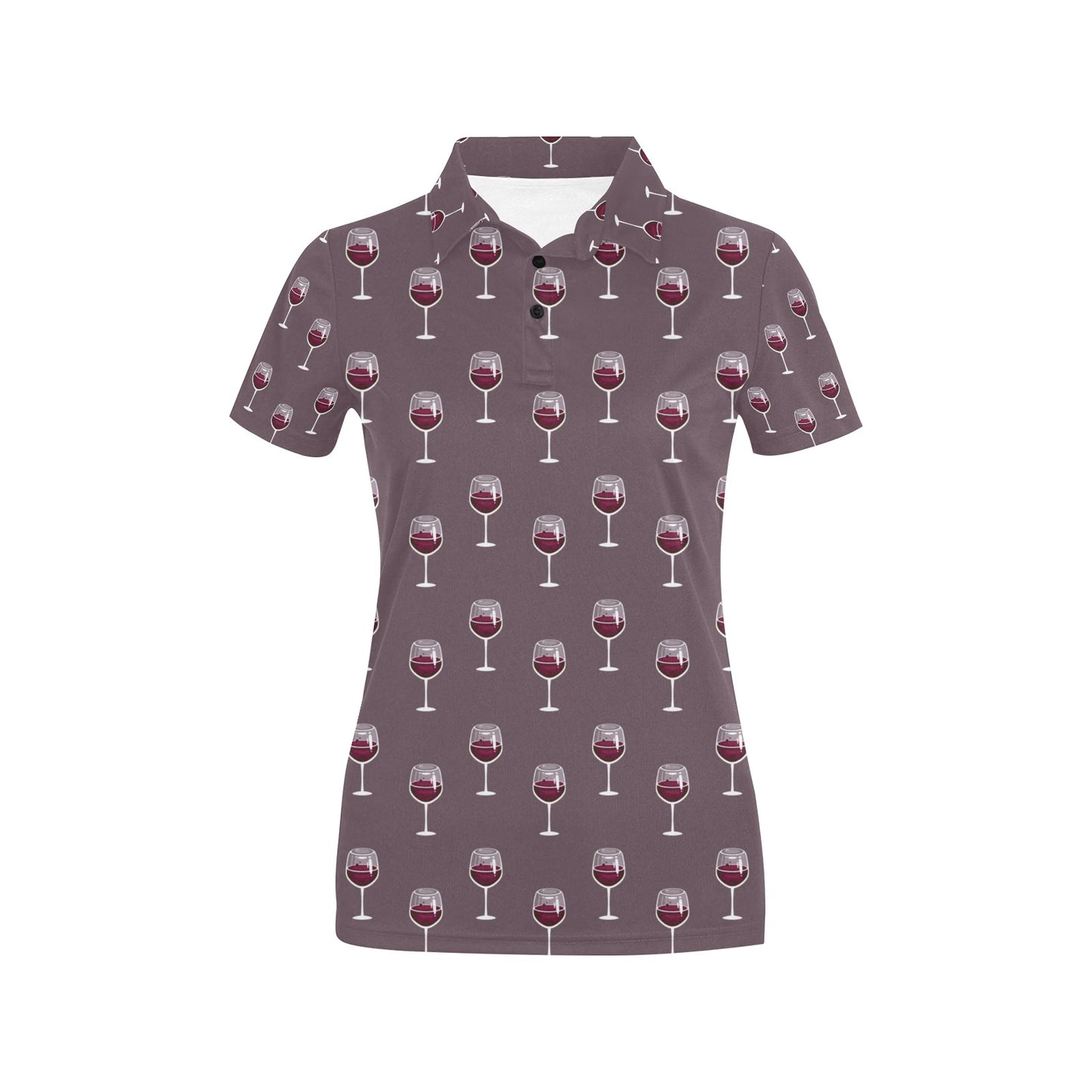 Wine Glass Pattern Print Design LKS305 Women's Polo Shirt