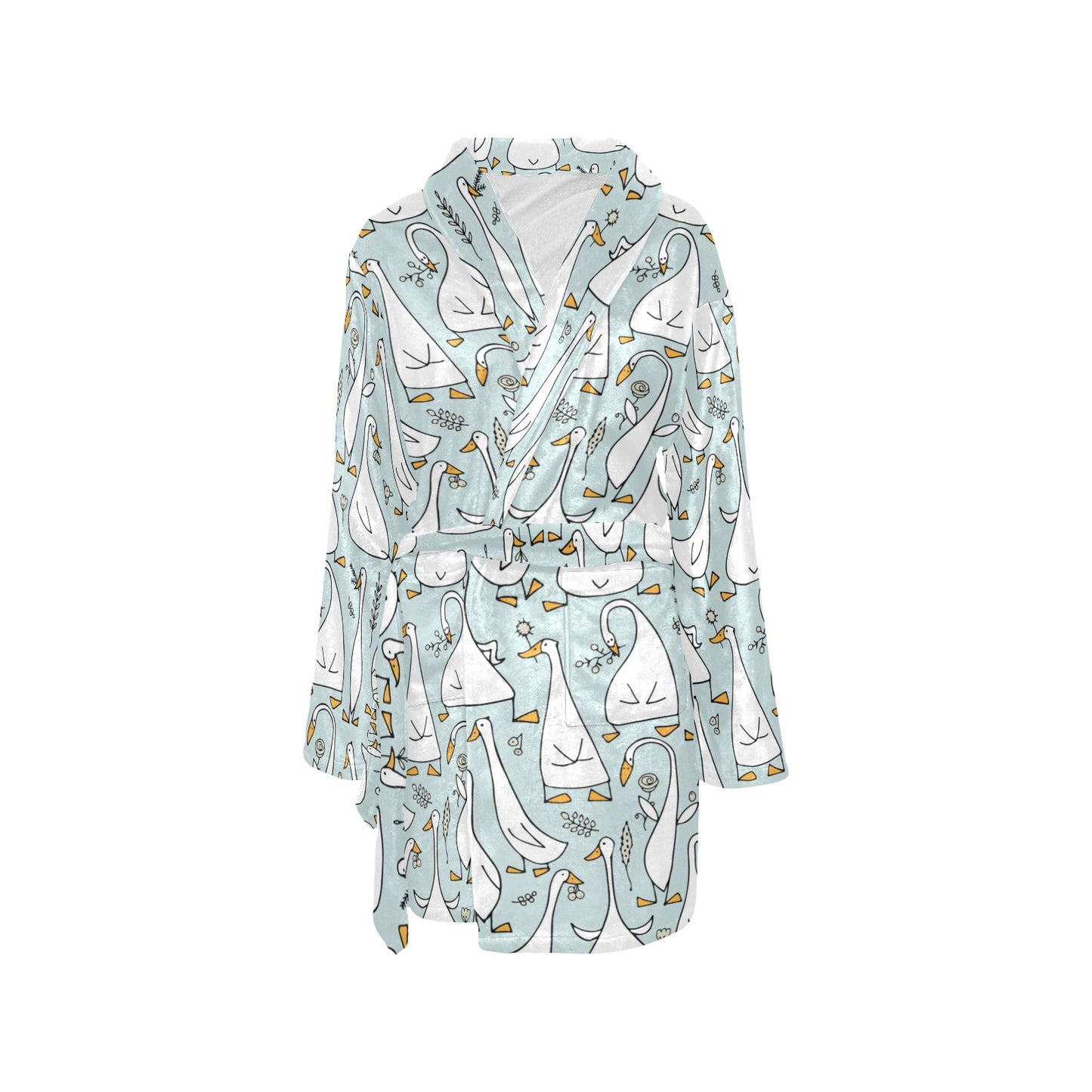 Goose Pattern Print Design 03 Women's Fleece Robe