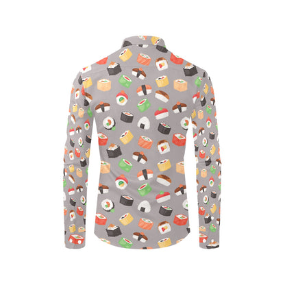 Sushi Print Design LKS307 Men's Long Sleeve Dress Shirt
