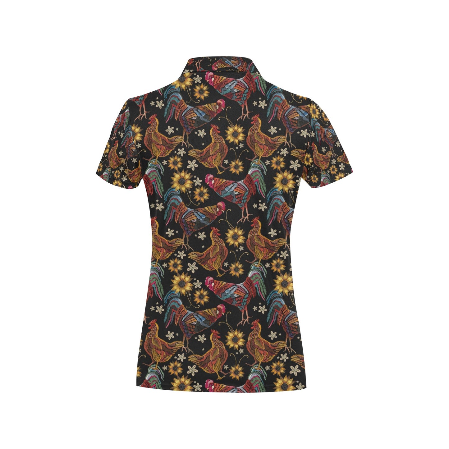 Chicken Embroidery Style Women's Polo Shirt