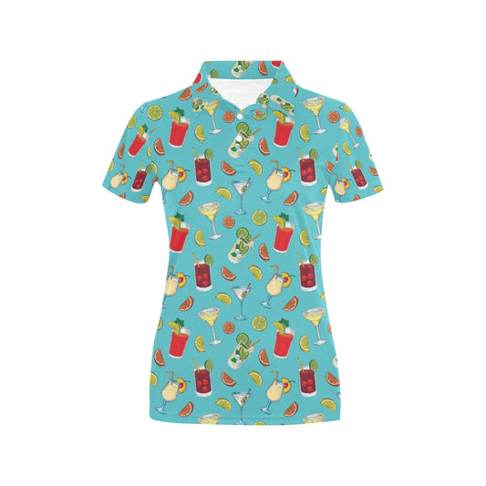Cocktail Pattern Print Design 05 Women's Polo Shirt