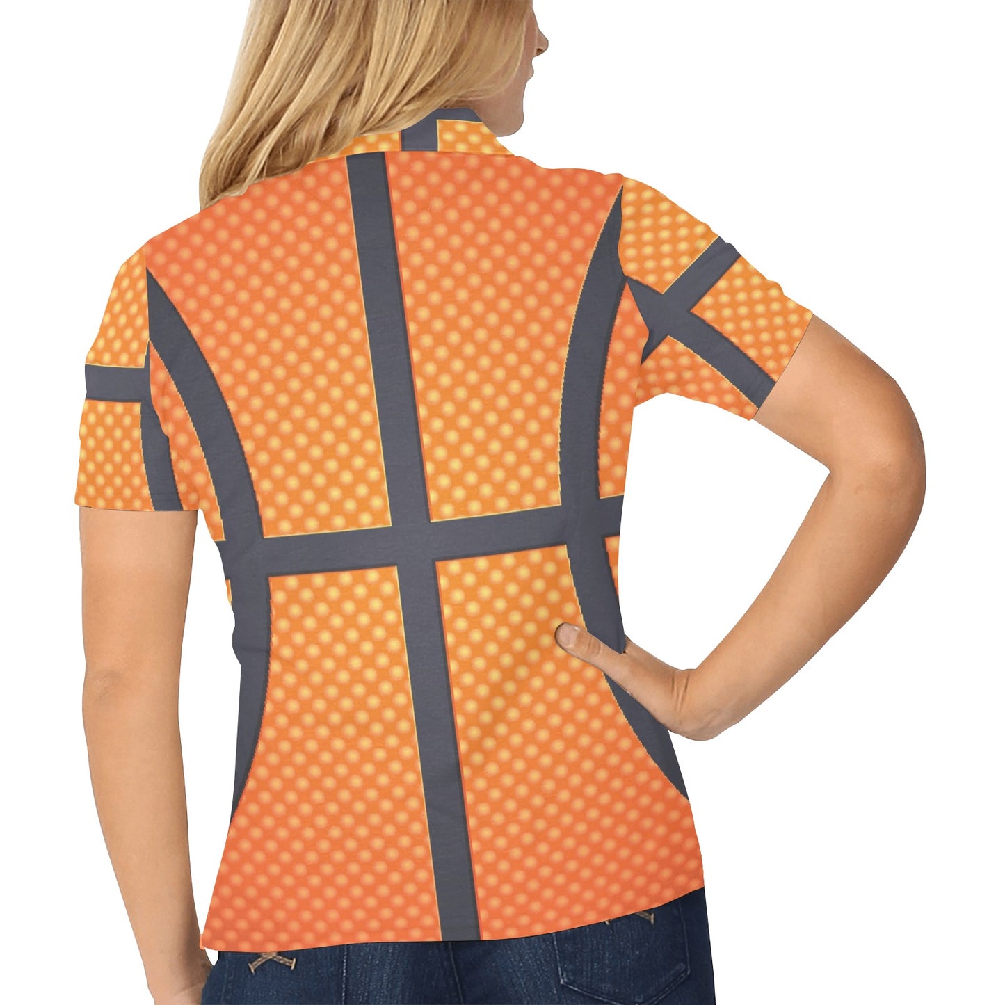 Basketball Texture Print Pattern Women's Polo Shirt