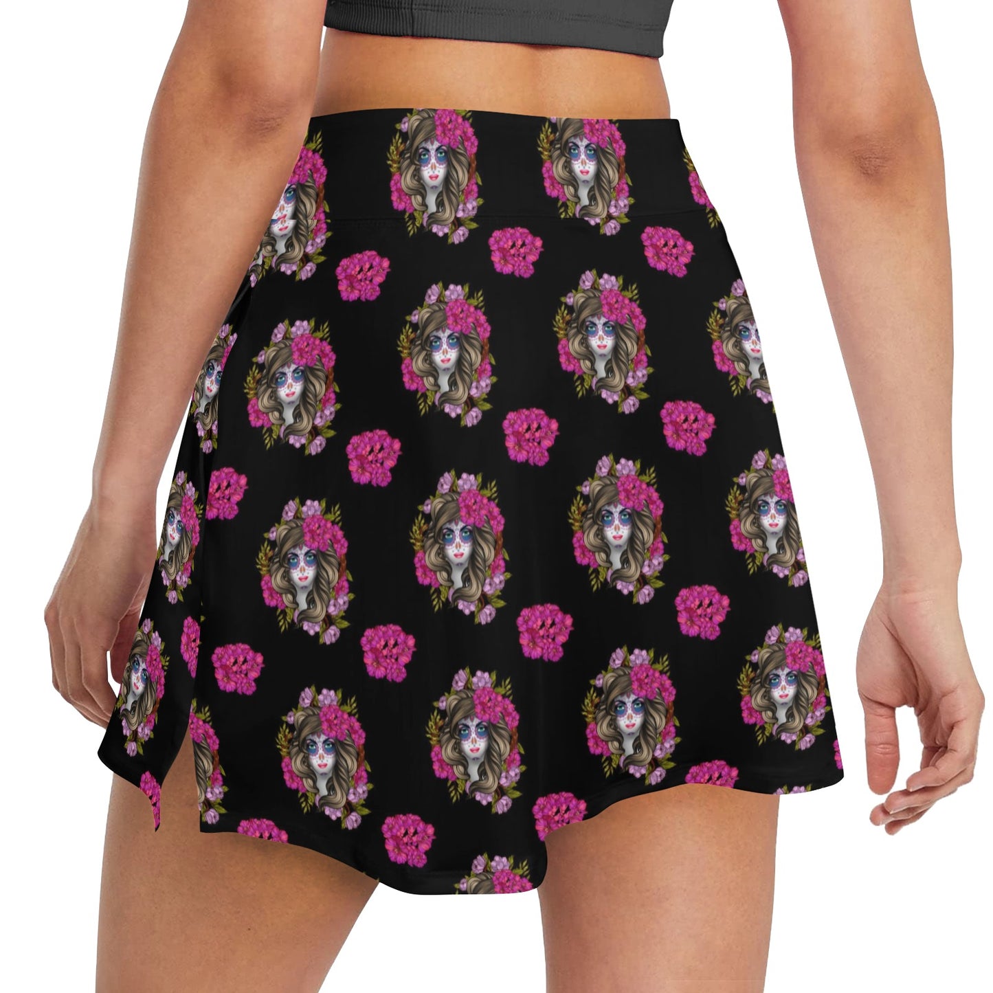 Day of the Dead Makeup Girl 17" Golf & Pickleball Skort with Pockets