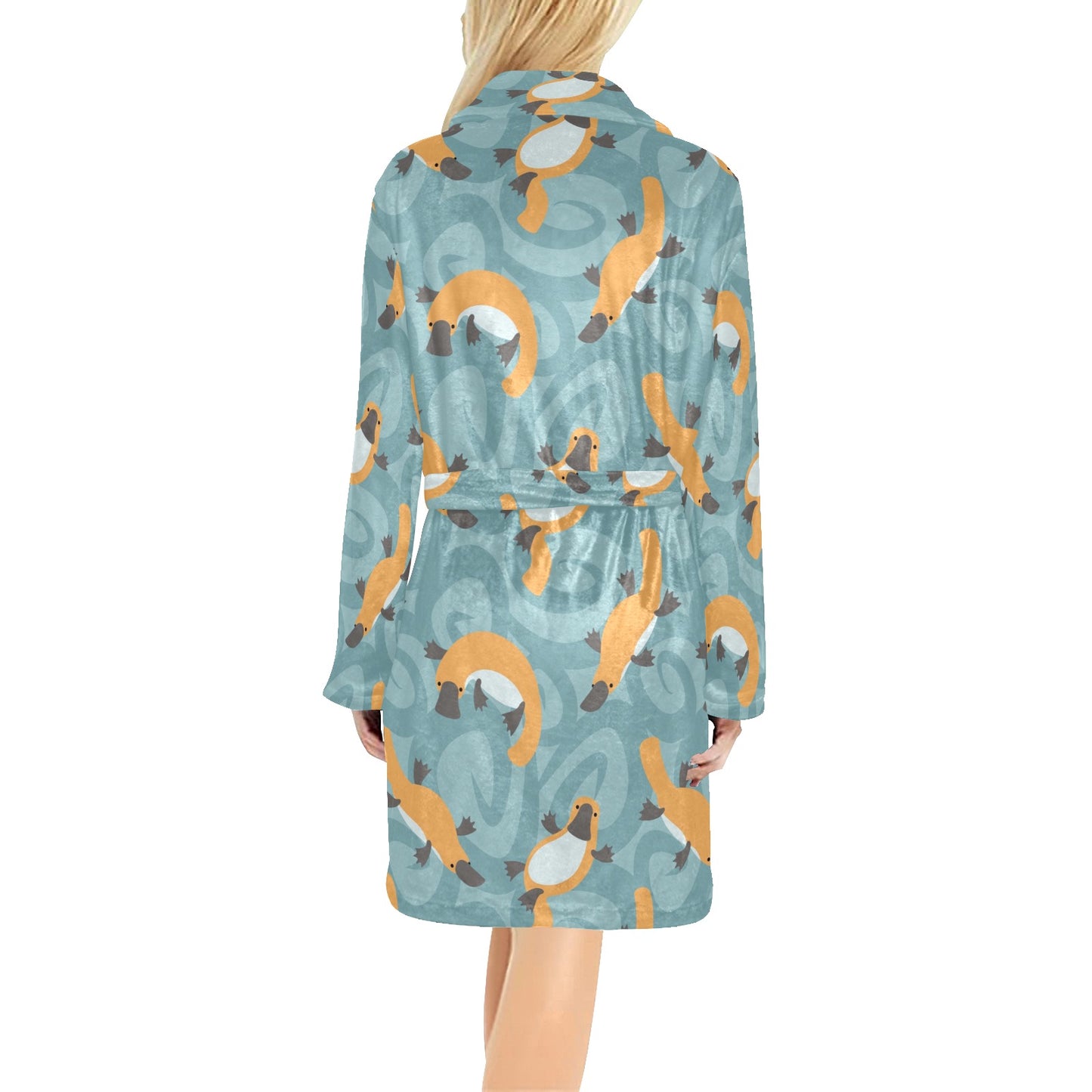 Platypus Pattern Print Design A01 Women's Fleece Robe