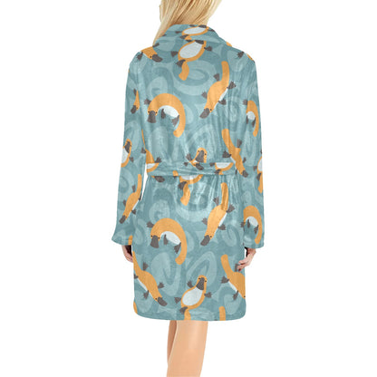 Platypus Pattern Print Design A01 Women's Fleece Robe
