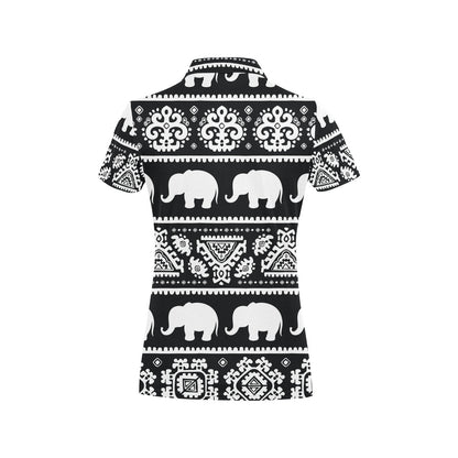 Elephant Pattern Women's Polo Shirt