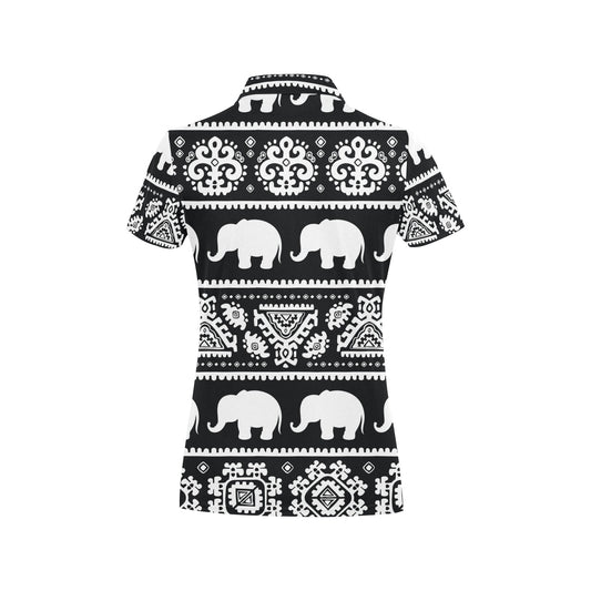 Elephant Pattern Women's Polo Shirt