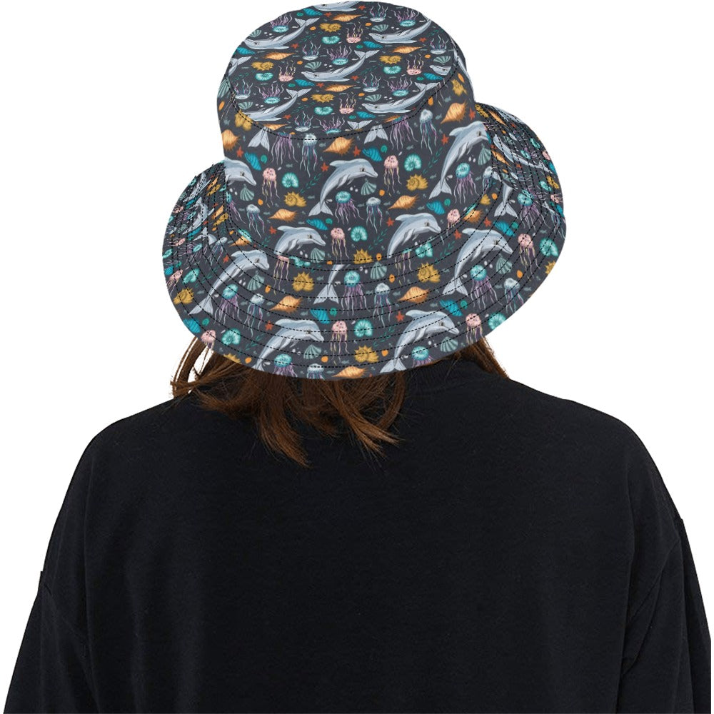 Underwater Dolphin Print Design LKS304 Unisex Bucket Hat