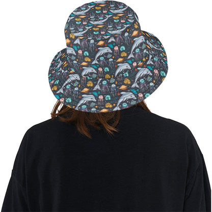 Underwater Dolphin Print Design LKS304 Unisex Bucket Hat