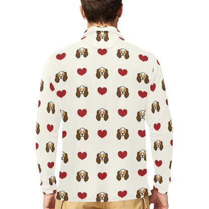 Cavalier King Charles Spaniels Pattern Print Design 01 Long Sleeve Polo Shirt For Men's