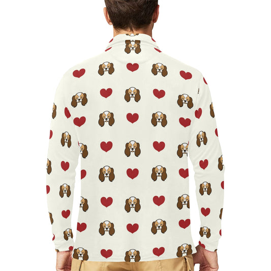Cavalier King Charles Spaniels Pattern Print Design 01 Long Sleeve Polo Shirt For Men's