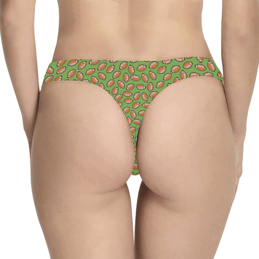 American Football on Green Design Women's Thongs