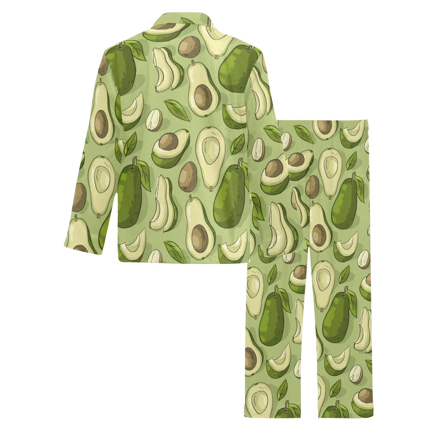 Avocado Pattern Print Design AC03 Men's Long Pajama Set