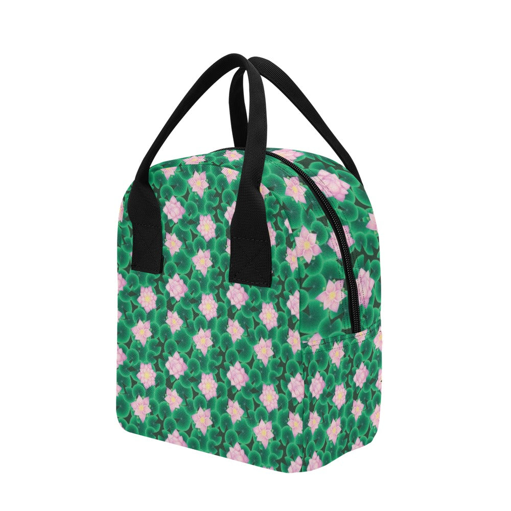 Water Lily Print Design LKS303 Insulated Lunch Bag