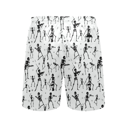 Skeleton Music Player Print Design LKS303 Men's Swim Trunks Beach Shorts