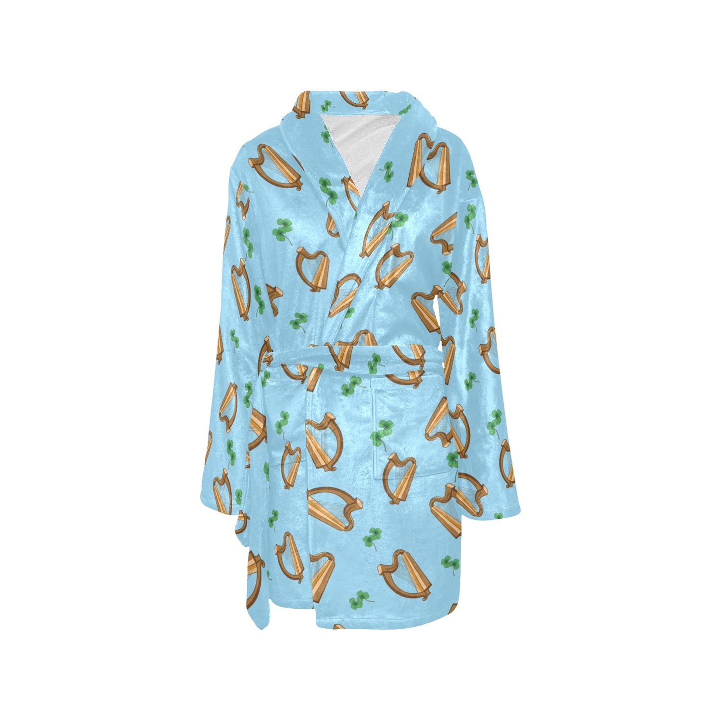 Harp Pattern Print Design 01 Women's Fleece Robe