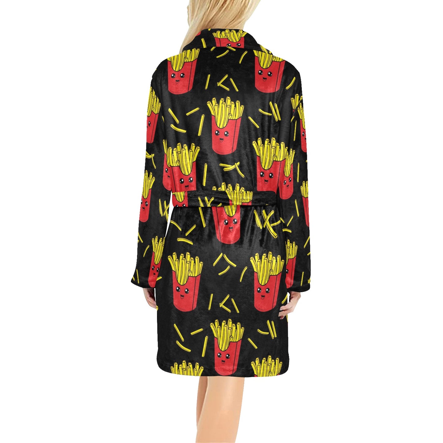 French Fried Pattern Print Design 03 Women's Fleece Robe