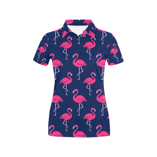 Pink Flamingo Pattern Women's Polo Shirt