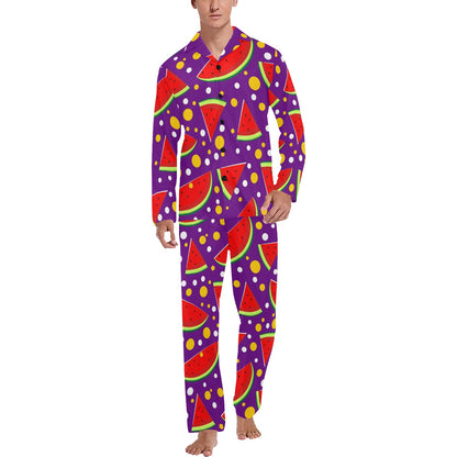 Watermelon Pattern Print Design WM010 Men's Long Pajama Set