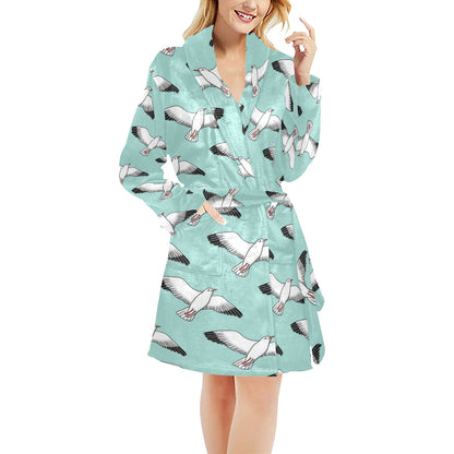 Pigeon Pattern Print Design 02 Women's Fleece Robe