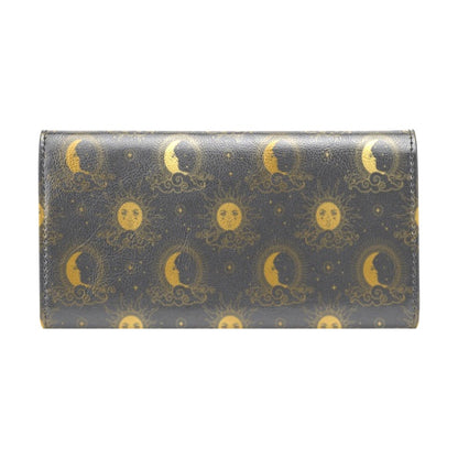 Sun Moon Print Design LKS305 Women's Trifold Wallet