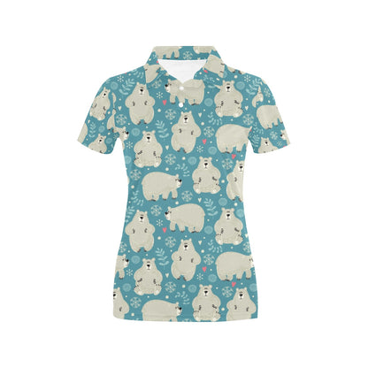 Bear Pattern Print Design BE04 Women's Polo Shirt