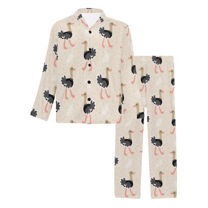 Ostrich Pattern Print Design 02 Men's Long Pajama Set
