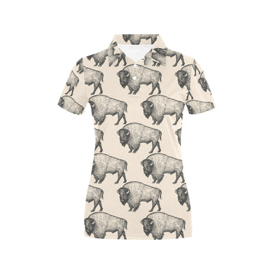 Bison Pattern Print Design 02 Women's Polo Shirt