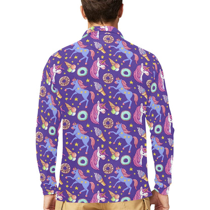 Unicorn Sweety Long Sleeve Polo Shirt For Men's