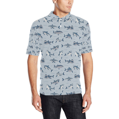 Shark Print Design LKS304 Men Polo Shirt