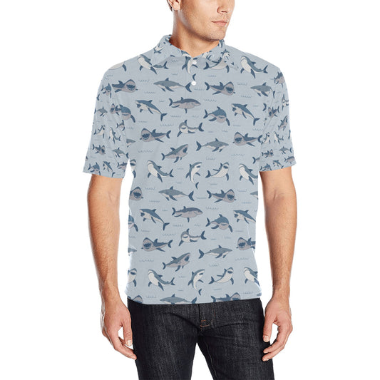Shark Print Design LKS304 Men Polo Shirt