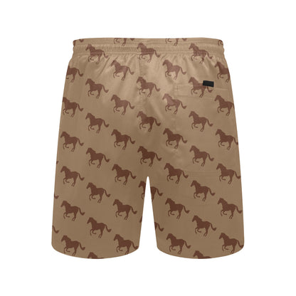 Horse Brown Print Design LKS307 Men's Swim Trunks Beach Shorts