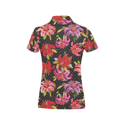 Lily Pattern Print Design LY012 Women's Polo Shirt