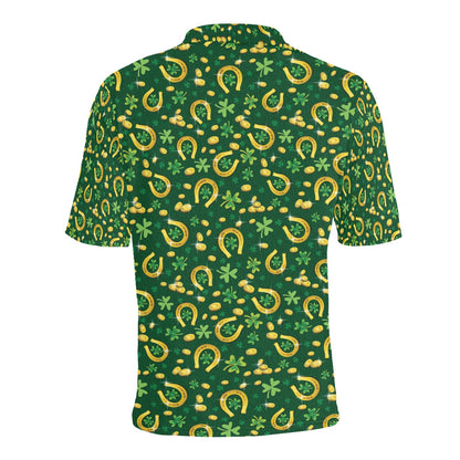 Shamrock Horse Shoes Saint Patrick's Day Print Design LKS307 Men Polo Shirt