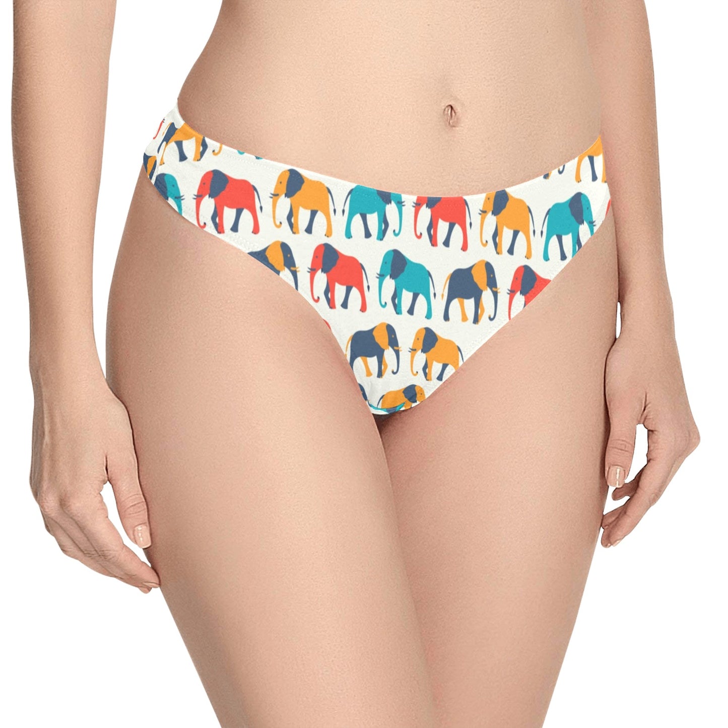 Elephant Colorful Print Pattern Women's Thongs