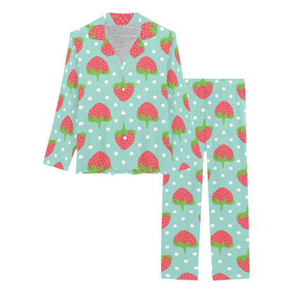 Strawberry Pattern Print Design SB06 Women's Long Pajama Set