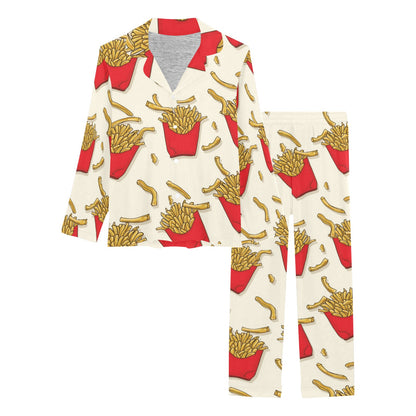 French Fried Pattern Print Design 01 Women's Long Pajama Set